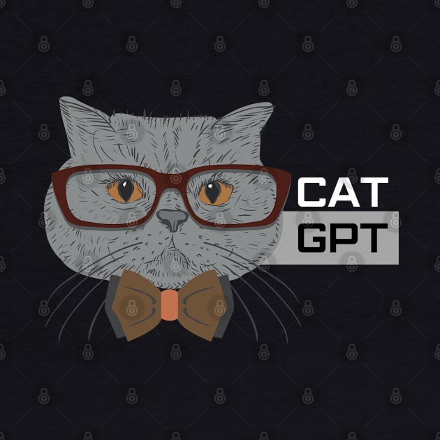 Cat GPT Working Ai Cat, Funny Geek Cat Using Computer Design for Cat Lovers and ChatGPT Fans by Printofi.com